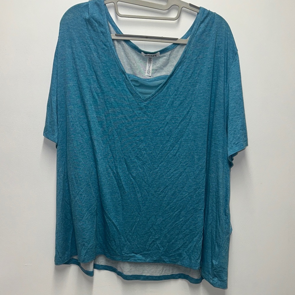 Jockey Teal Short Sleeve V-Neck Tee